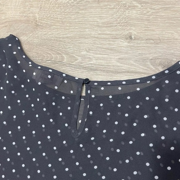 LOFT Polka Dot Sheer Top 3/4 Sleeve Top Gray Size Medium - Picture 8 of 9